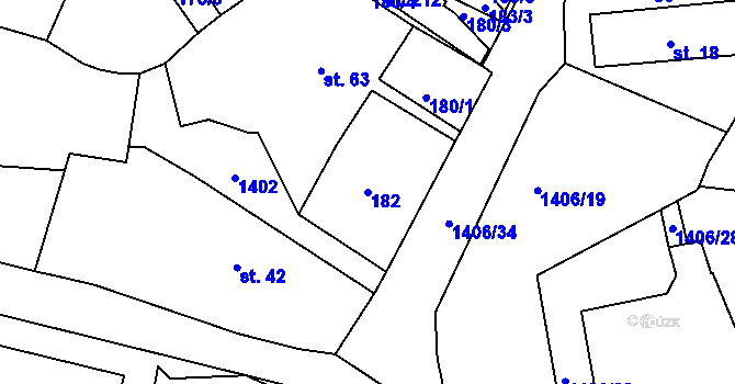 Parcela st. 182 v KÚ Cejle, Katastrální mapa