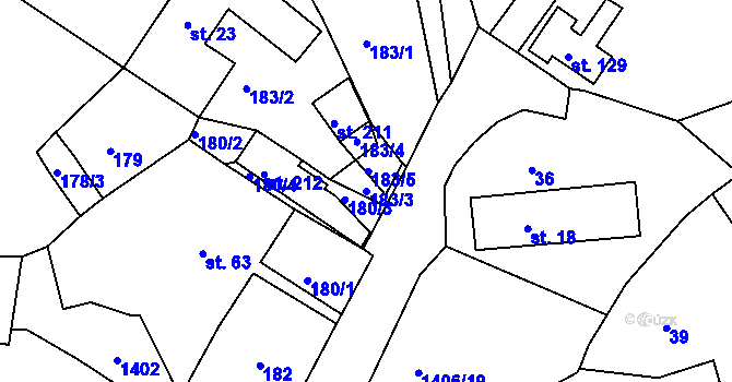 Parcela st. 183/3 v KÚ Cejle, Katastrální mapa