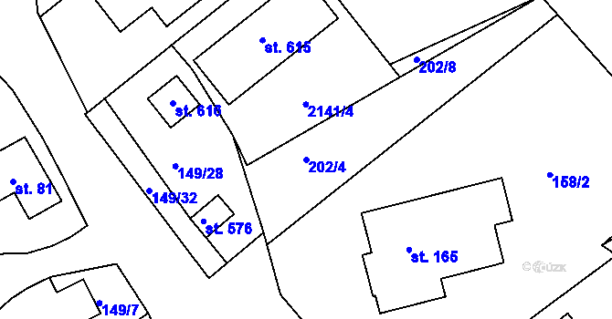 Parcela st. 202/4 v KÚ Cejle, Katastrální mapa