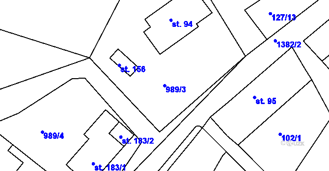 Parcela st. 989/3 v KÚ Cejle, Katastrální mapa