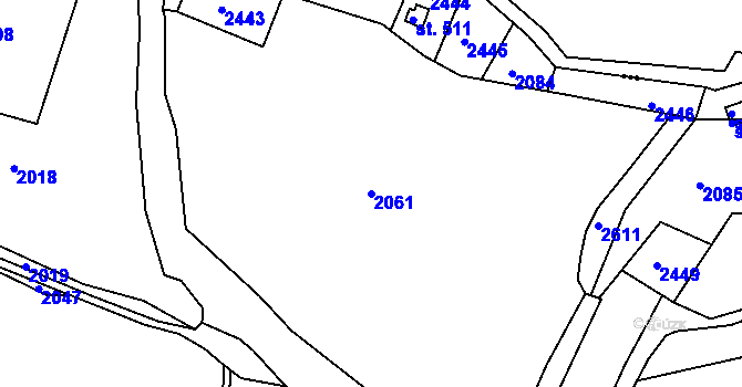 Parcela st. 2061 v KÚ Cejle, Katastrální mapa
