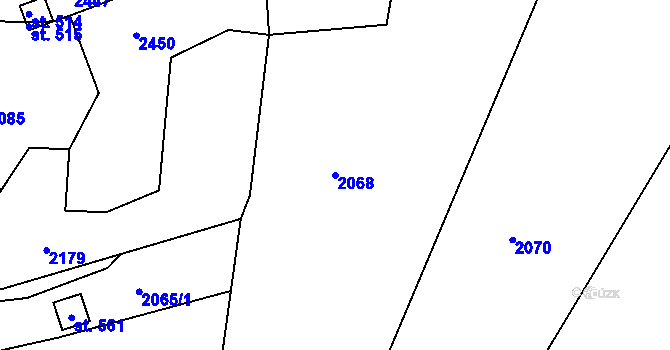 Parcela st. 2068 v KÚ Cejle, Katastrální mapa