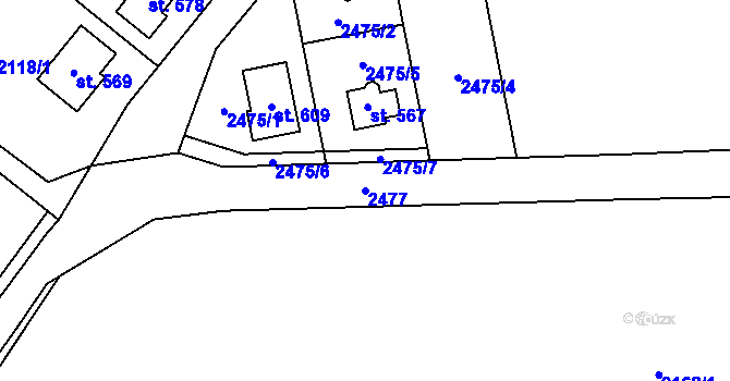 Parcela st. 2477 v KÚ Cejle, Katastrální mapa