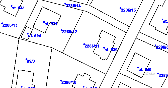 Parcela st. 2286/11 v KÚ Cejle, Katastrální mapa