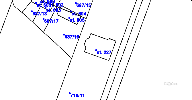 Parcela st. 227 v KÚ Cejle, Katastrální mapa