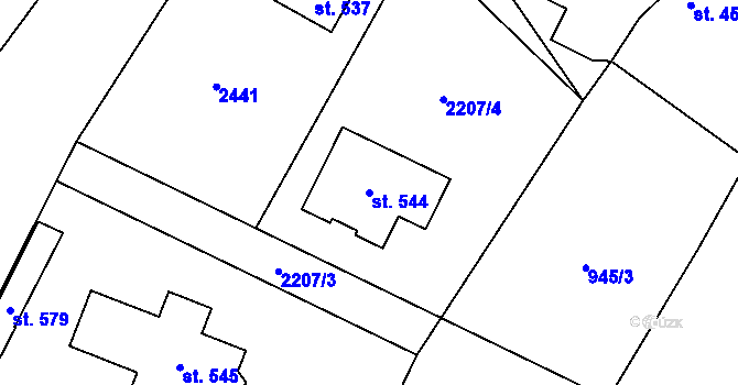 Parcela st. 544 v KÚ Cejle, Katastrální mapa