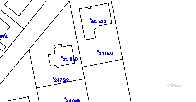 Parcela st. 2475/3 v KÚ Cejle, Katastrální mapa