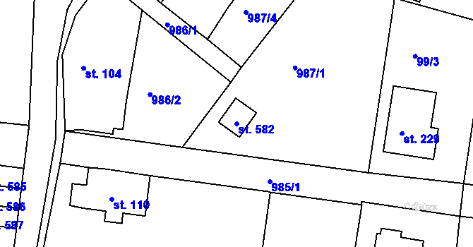 Parcela st. 582 v KÚ Cejle, Katastrální mapa