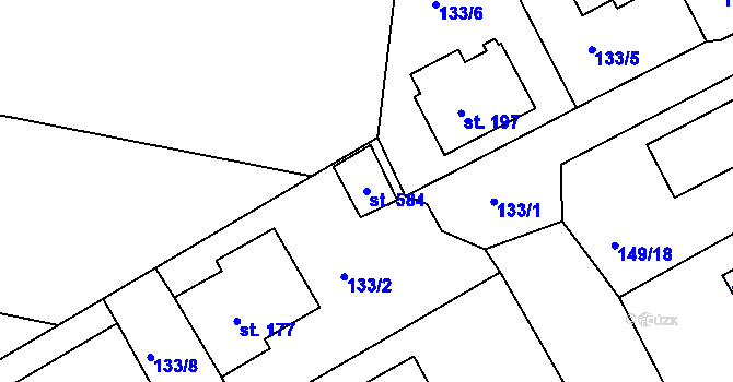 Parcela st. 584 v KÚ Cejle, Katastrální mapa