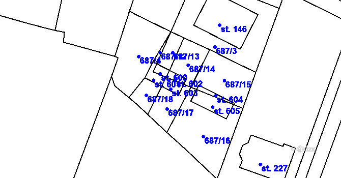 Parcela st. 603 v KÚ Cejle, Katastrální mapa