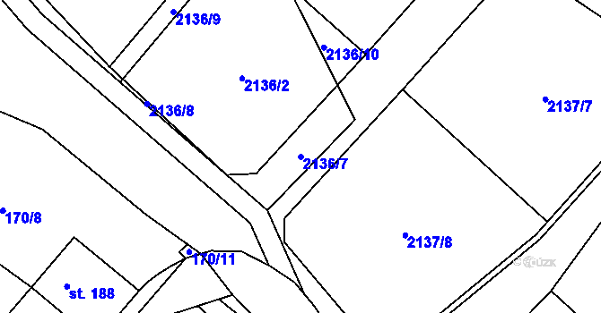 Parcela st. 2136/7 v KÚ Cejle, Katastrální mapa