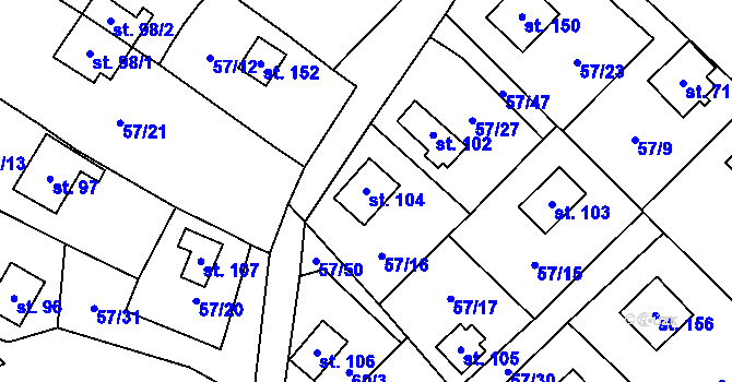 Parcela st. 104 v KÚ Dvorce u Jihlavy, Katastrální mapa