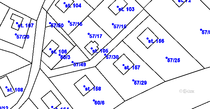 Parcela st. 57/30 v KÚ Dvorce u Jihlavy, Katastrální mapa