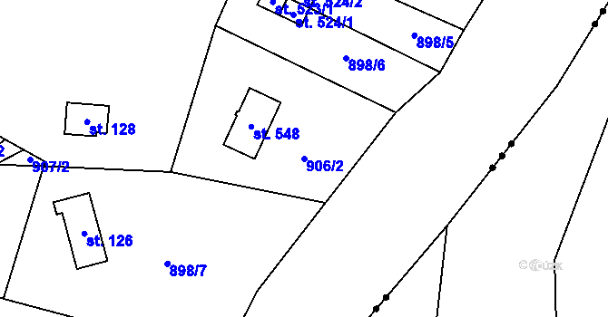 Parcela st. 906/2 v KÚ Dvorce u Jihlavy, Katastrální mapa