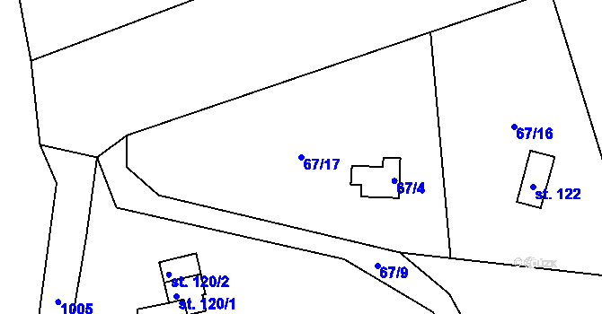 Parcela st. 67/17 v KÚ Dvorce u Jihlavy, Katastrální mapa