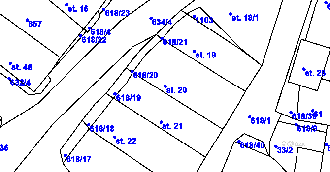 Parcela st. 20 v KÚ Cekov, Katastrální mapa