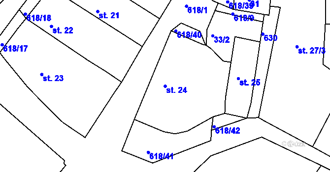 Parcela st. 24 v KÚ Cekov, Katastrální mapa