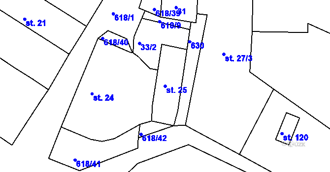 Parcela st. 25 v KÚ Cekov, Katastrální mapa