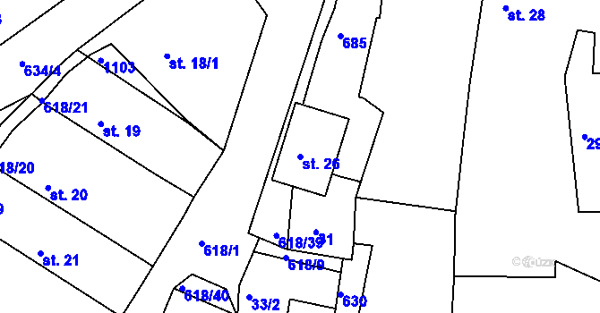 Parcela st. 26 v KÚ Cekov, Katastrální mapa