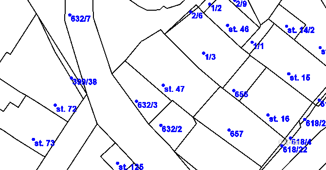 Parcela st. 47 v KÚ Cekov, Katastrální mapa
