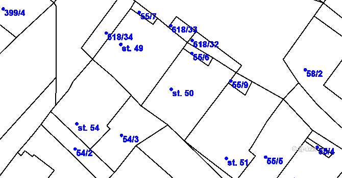 Parcela st. 50 v KÚ Cekov, Katastrální mapa