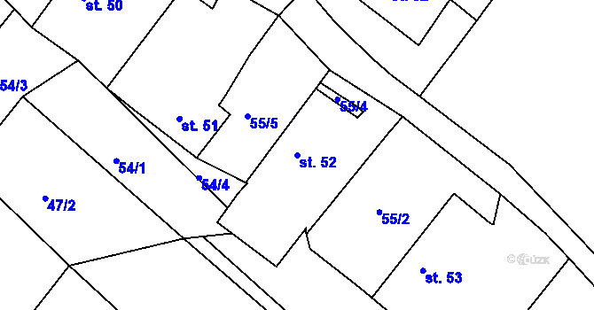 Parcela st. 52 v KÚ Cekov, Katastrální mapa