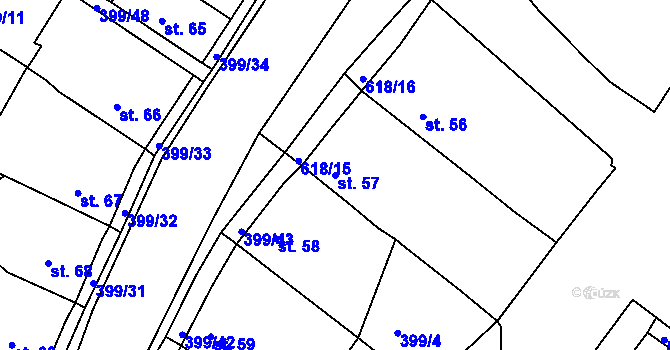 Parcela st. 57 v KÚ Cekov, Katastrální mapa