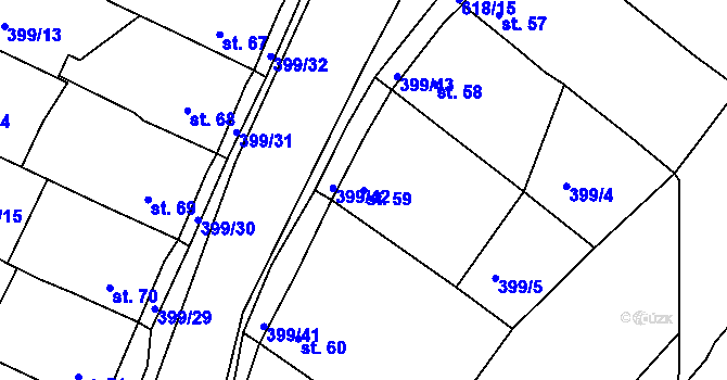 Parcela st. 59 v KÚ Cekov, Katastrální mapa