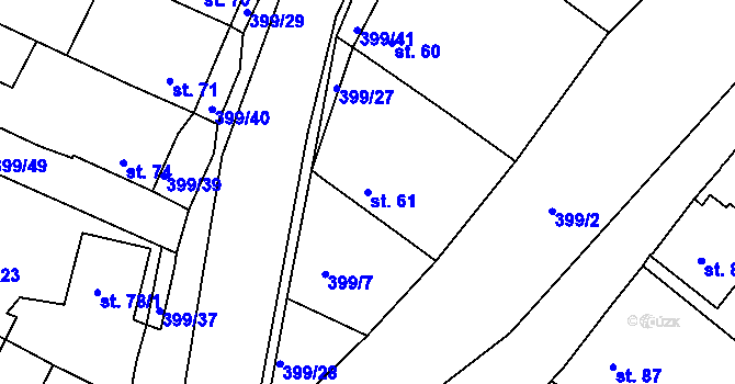 Parcela st. 61 v KÚ Cekov, Katastrální mapa
