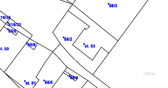 Parcela st. 62 v KÚ Cekov, Katastrální mapa