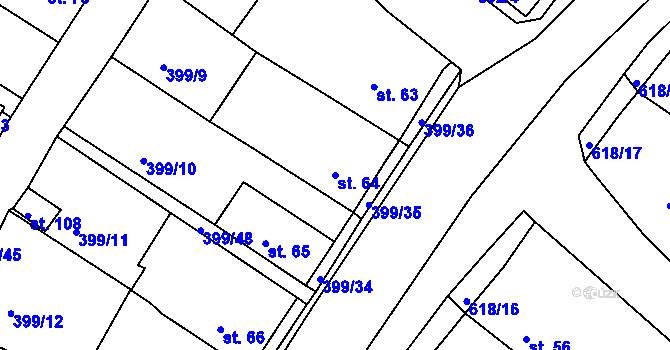 Parcela st. 64 v KÚ Cekov, Katastrální mapa