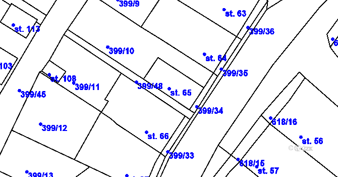 Parcela st. 65 v KÚ Cekov, Katastrální mapa