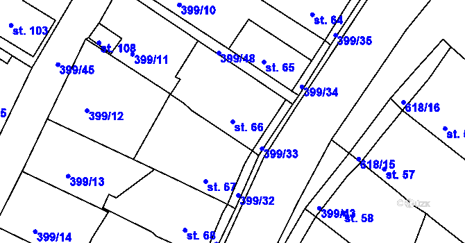 Parcela st. 66 v KÚ Cekov, Katastrální mapa