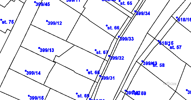 Parcela st. 67 v KÚ Cekov, Katastrální mapa