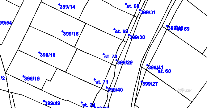 Parcela st. 70 v KÚ Cekov, Katastrální mapa