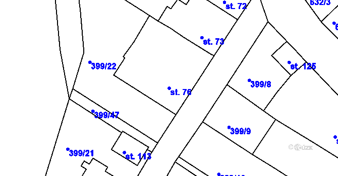 Parcela st. 76 v KÚ Cekov, Katastrální mapa