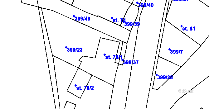Parcela st. 78/1 v KÚ Cekov, Katastrální mapa