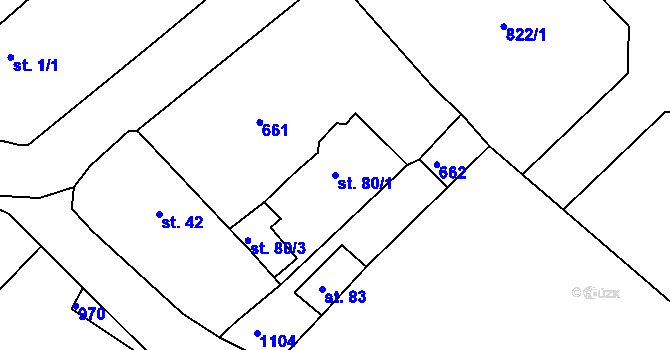Parcela st. 80/1 v KÚ Cekov, Katastrální mapa