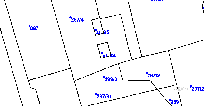 Parcela st. 84 v KÚ Cekov, Katastrální mapa