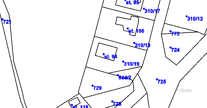 Parcela st. 94 v KÚ Cekov, Katastrální mapa