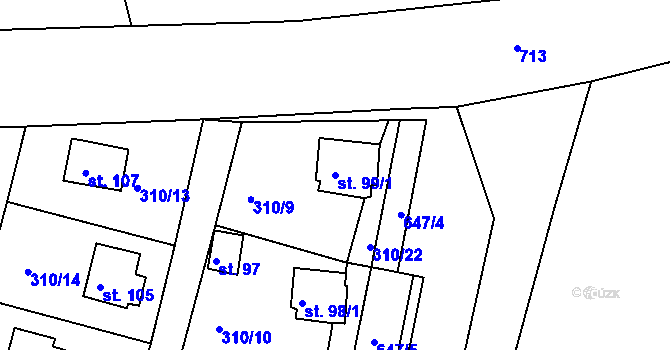 Parcela st. 99/1 v KÚ Cekov, Katastrální mapa