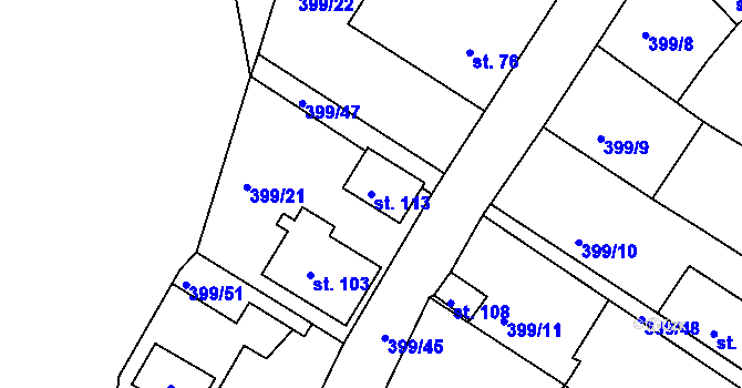 Parcela st. 113 v KÚ Cekov, Katastrální mapa
