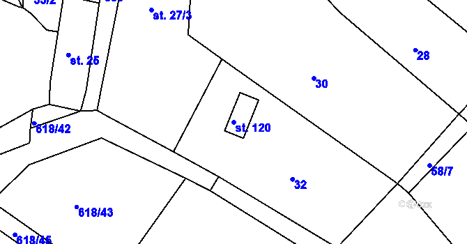 Parcela st. 120 v KÚ Cekov, Katastrální mapa