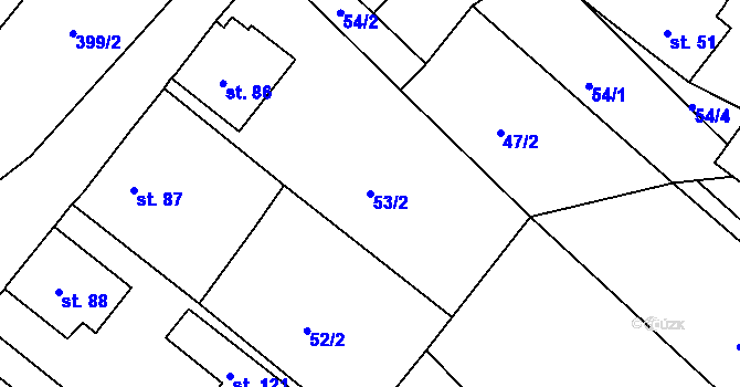 Parcela st. 53/2 v KÚ Cekov, Katastrální mapa