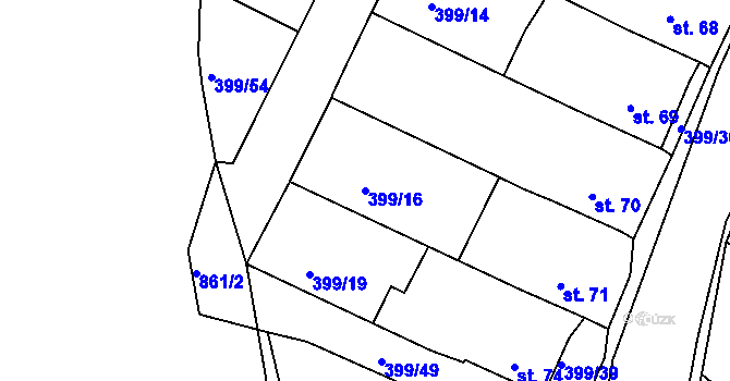 Parcela st. 399/16 v KÚ Cekov, Katastrální mapa