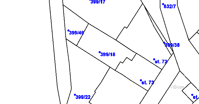 Parcela st. 399/18 v KÚ Cekov, Katastrální mapa