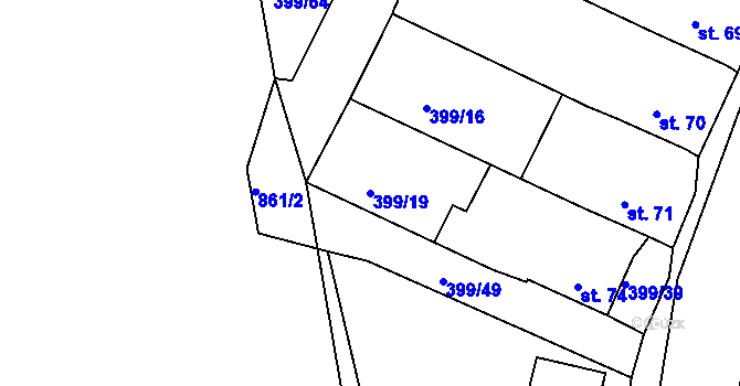 Parcela st. 399/19 v KÚ Cekov, Katastrální mapa