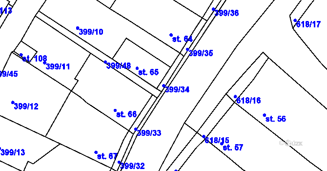 Parcela st. 399/34 v KÚ Cekov, Katastrální mapa