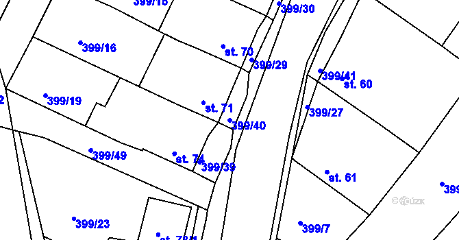 Parcela st. 399/40 v KÚ Cekov, Katastrální mapa
