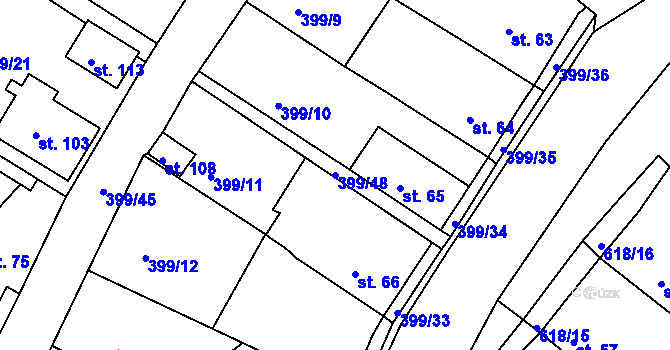 Parcela st. 399/48 v KÚ Cekov, Katastrální mapa